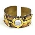 Handcrafted Howlite Disk Brass Cuff (South Africa)