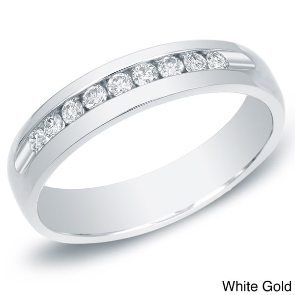 ... White-Gold-Auriya-14k-White-or-Yellow-Gold-Mens-1-2ct-TDW-Diamond-Ring