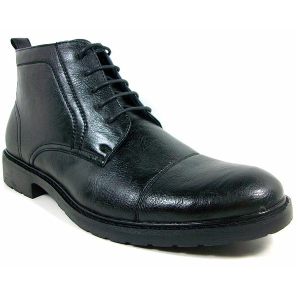 Polar Fox Men's Black Leatherette Oxford Dress Boots