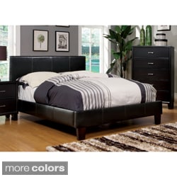 Low Price Furniture of America Kutty Modern Full Size Padded Leatherette Platform Bed