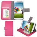 Pink Wallet Case Cover for Samsung Galaxy i9500 S4/SIV with CC/ID Secure Sleeve