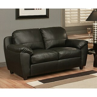 Abbyson Living Sedona Top Grain Black Leather Loveseat
