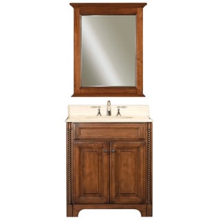 (^.^)/  Water Creation Spain 30-inch Classic Golden Straw Vanity with Marble Top in Sahara and Matching Mirror