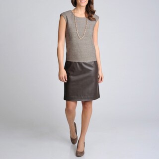 Sharagano Noir Women's Two-tone Leatherette Career Dress