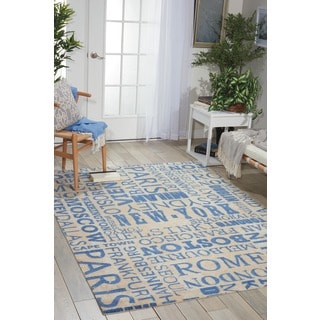 Waverly Sun & Shade Distressed Blue Rug (5'3 x 7'5)