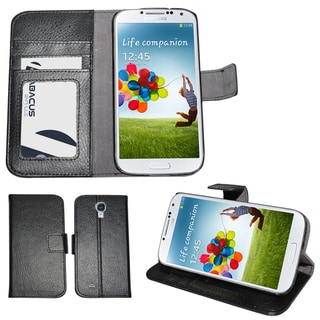 Black Wallet Case Cover for Samsung Galaxy S4/SIV i9500 with CC/ID Secure Sleeve
