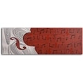 Handcrafted 'Cello Form on Red Score' Metal on Hand Painted Canvas Wall Decor