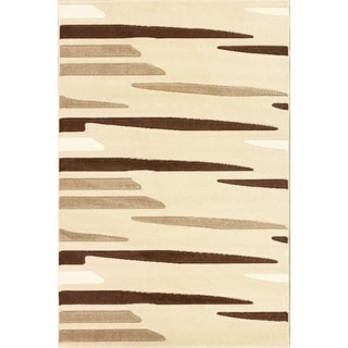 Oasis Striations Beige/ Brown Frieze Rug (7'10 x 9'10)