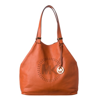 MICHAEL Michael Kors XL Tangerine Leather Perforated Logo Grab Bag