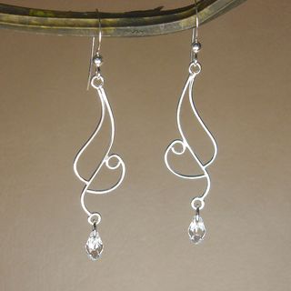 Jewelry by Dawn Long Curved Moonlight Crystal Sterling Silver Earrings