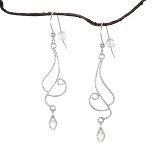 Jewelry by Dawn Long Curved Moonlight Crystal Sterling Silver Earrings