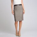 Sharagano Noir Women's Leathertte Trim Career Skirt Separate