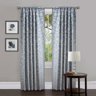 Lush Decor Blue Polyester 84-inch Orbit Curtain Panel Pair