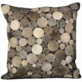 Mina Victory Natural Leather Hide Assorted Circle Silver 20 x 20-inch Pillow by Nourison