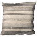 Mina Victory Natural Leather Hide 20 x 20-inch Stripe Grey Decorative Pillow by Nourison