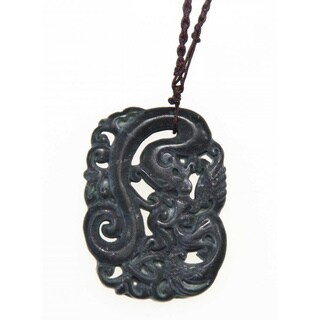 Handmade Dark Green Jade Phoenix Necklace (China)