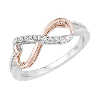 Two-tone Sterling Silver Diamond Accent Heart Infinity Ring