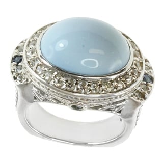 Michael Valitutti Blue Opal and Sapphire Ring