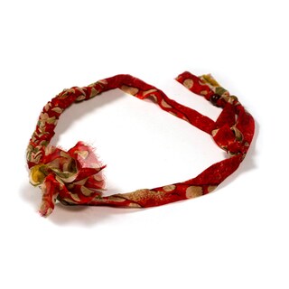 Click to Enlarge for Flora Red Upcycled Sari Headband (India) Flora Red Upcycled Sari Headband (India)-Image