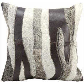 Nourison Mina Victory Natural Leather Hide Zebra Patterned 20 x 20-inch Pillow