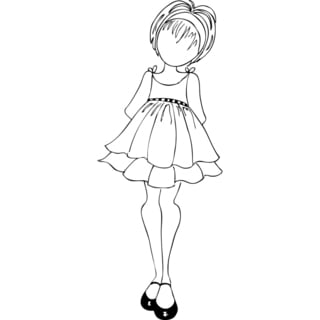 Mixed Media Doll Cling Rubber Stamps-Doll With Ruffle Dress 7.25in