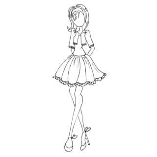 Mixed Media Doll Cling Rubber Stamps-Doll With Bolero Sweater 7.25in