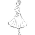 Mixed Media Doll Cling Rubber Stamps-Doll With Swing Dress 7.25in