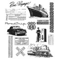 Tim Holtz Large Cling Rubber Stamp Set-Travel Ways