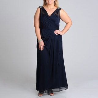 Xscape Women's Plus Sapphire Ombre Blouson Dress