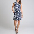 Lennie for Nina Leonard Women's Navy Aztec Printed Shirtdress