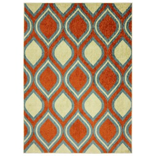 Compare Price Modern Ogee Orange Rug (8' x 10')
