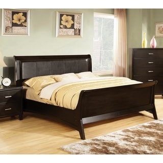 Vornado Contemporary Espresso Leatherette Sleigh Bed