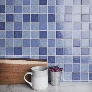 SomerTile 12.25 x 12.25-inch Watermark Square Aegean Porcelain Mosaic Tile (Pack of 10)