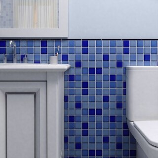 SomerTile 12.25 x 12.25-inch Ocean Square Marine Porcelain Mosaic Tile (Pack of 10)