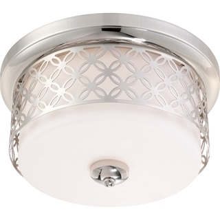 Nuvo Margaux 2-light Polished Nickel Flush Dome Fixture