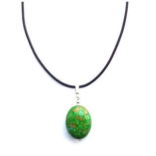 Every Morning Design Green Turquoise Drop Pendant on Leather Cord