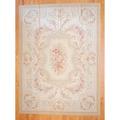 Sino Hand-woven Flat-weave Aubossan Beige/ Rose Wool Rug (9' x 12'2)