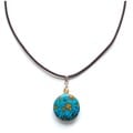 Every Morning Design Round Turquoise Drop on Leather Cord