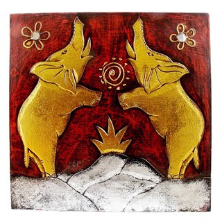 For sale Handmade Elephant Pair Wall Art (12" x 12")