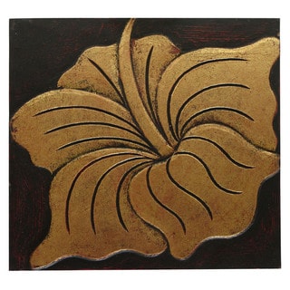 Hand-Carved 'Puc-Flower' Wall Panel, Handmade in Indonesia