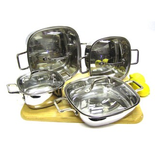 8-piece 18/10 Heavy Duty Stainless Steel Unique Square Cookware Set
