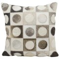 Mina Victory Natural Leather Hide Circle in Square Silver 20 x 20-inch Pillow by Nourison