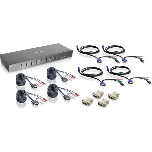 Iogear 8-Port Dual Link DVI KVMP Switch KIT with VGA Support