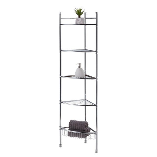thumbnail image 2 of Metaltex Florenz 3-Tier Corner Bathroom Shelf In White - Space Saving Storage For Shower 2 of 12