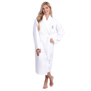 Authentic Hotel and Spa Monogrammed Turkish Cotton Unisex Waffle Weave Bathrobe