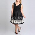 S.L. Fashions Women's Plus Border Embroidered Dress