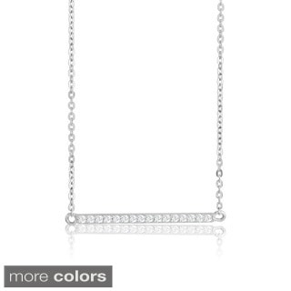 La Preciosa Sterling Silver Cubic Zirconia Bar Necklace