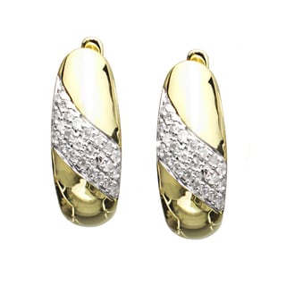 10kt Yellow Gold Two Tone 0.22 Ct TW Diamond Hoop Earrings (H-I, I1-I2)