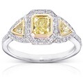 14k Gold 1ct TDW Certified Yellow and White Diamond Ring (H-I, SI-I1)