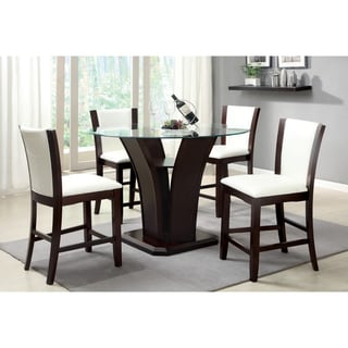  Carlise Contemporary Round Counter Height Glass 5piece Dining Set